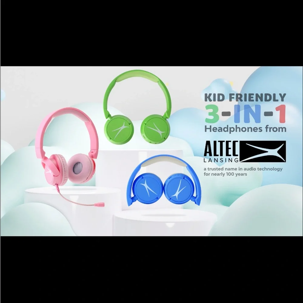 Altec Lansing KID SAFE 2-IN-1 Headphones--On-Ear-Bluetooth Wireless- Wireless